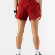 Fuel 'N Fly 4 - Women by Rabbit in deep red versatile running shorts with five pockets including back zip ideal for long runs