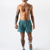 FKT 5 - Men by Rabbit in teal with technical stretch fabric, semi-relaxed fit, lightweight durable shorts ideal for trail running