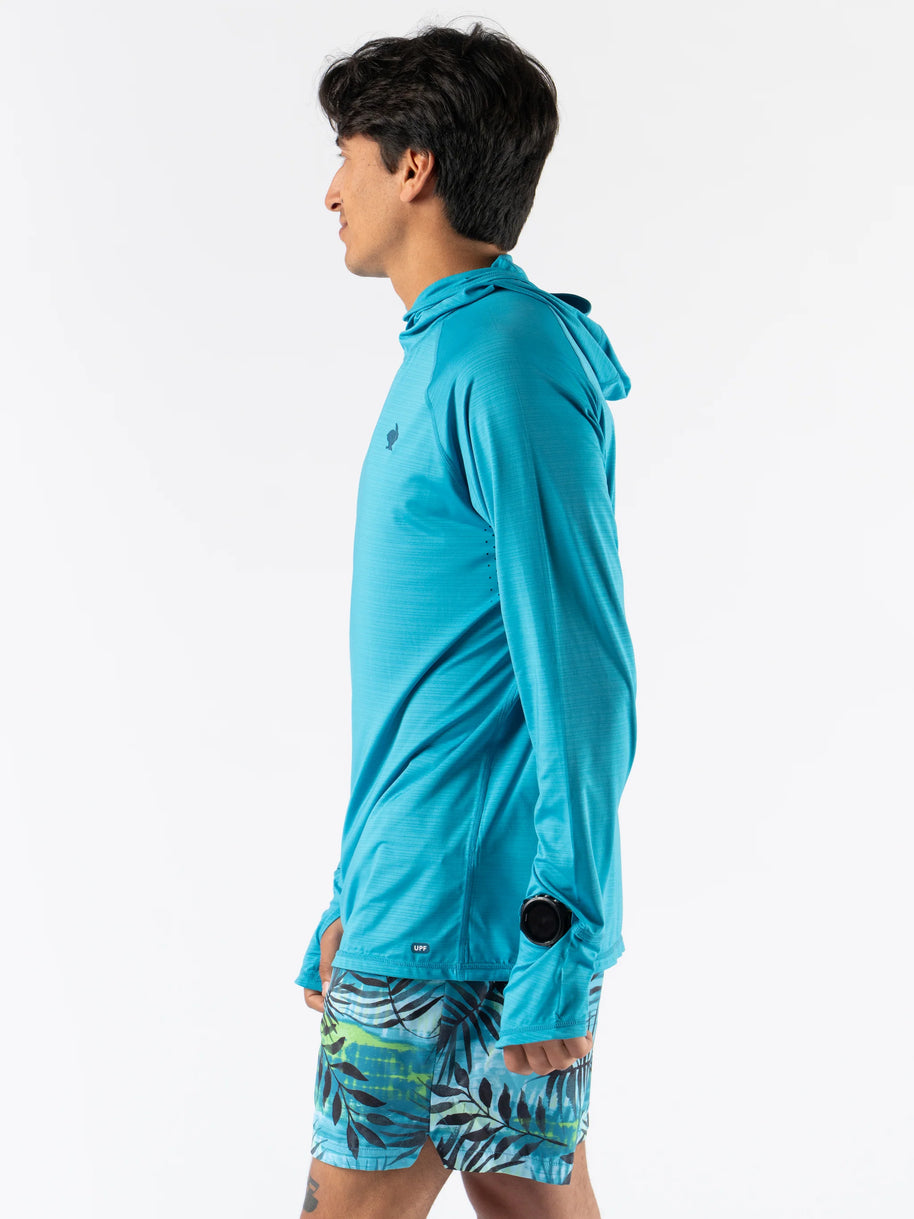 UPF Deflector 2.0 - Men by Rabbit in moonlight blue lightweight jersey top with UPF 50 and ventilation, ideal for sun protection running