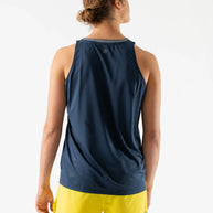 Race Pace Tank - Men by Rabbit in navy blue with laser-cut square perfs for breathability, lightweight for running and training use