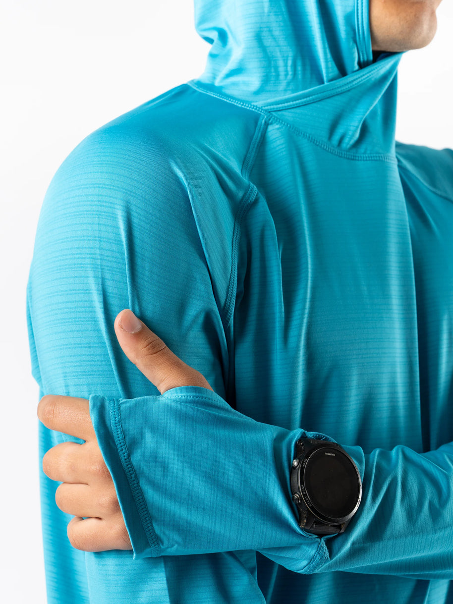 UPF Deflector 2.0 - Men by Rabbit in blue with UPF 50 sun protection, lightweight jersey, and breathable ventilation for outdoor running