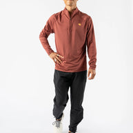 EZ Zip 2.0 - Men by Rabbit in rust red quarter zip top, soft versatile shirt ideal for running, working out, and everyday wear