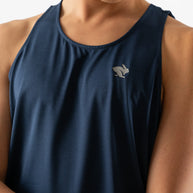 Race Pace Tank - Men by Rabbit in navy with laser-cut perfs and breathable fabric for running and training comfort