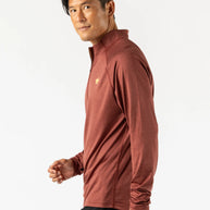 EZ Zip 2.0 - Men by Rabbit in rust, super soft quarter zip top with improved neck fit, ideal for running and workouts
