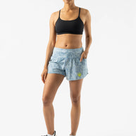 Summit Chasers 4 - Women shorts by Rabbit in blue diamond ripstop with five pockets, durable stretch fabric for running and outdoor use