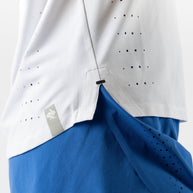 Race Pace Tee SS - Women by Rabbit in white with laser-cut perforations for breathability, lightweight running shirt ideal for training and racing