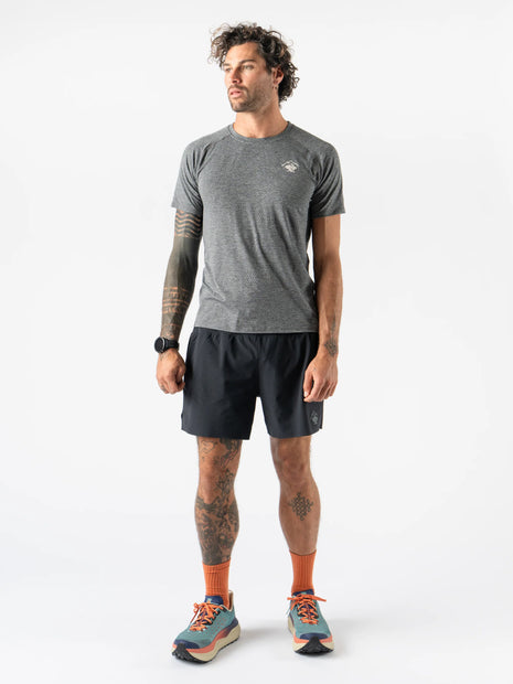 EZ Tee Perf SS Trail - Men by Rabbit in grey, lightweight breathable running top with perforations, soft and ideal for trail running