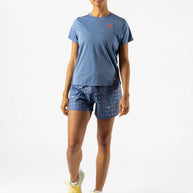 UPF Tee SS - Women by Rabbit in blue, lightweight breathable jersey with laser-cut underarm perfs, UPF 50 protection ideal for running outdoors