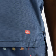 UPF Tee SS - Women by Rabbit in blue with UPF 50 protection, lightweight breathable jersey, laser-cut underarm vents for sun protection and running use