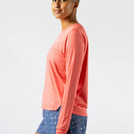 UPF Tee LS - Women by Rabbit in coral, ultralight long sleeve shirt with UPF 50 sun protection, breathable for running and outdoor use