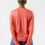 UPF Tee LS - Women by Rabbit in coral, ultralight long sleeve shirt with UPF 50 protection, breathable for sun shielding and outdoor use