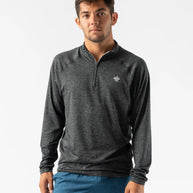 EZ Zip 2.0 - Men by Rabbit in dark grey quarter zip shirt, soft versatile top ideal for running, working out, and casual wear