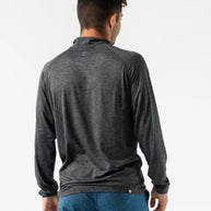EZ Zip 2.0 - Men by Rabbit in dark grey quarter zip top with soft fabric and improved neck fit, ideal for running and workouts