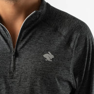 EZ Zip 2.0 - Men by Rabbit in dark grey, soft quarter zip top with improved neck fit, ideal for running and workouts.