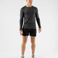 EZ Tee LS - Men by Rabbit in dark grey, lightweight soft long sleeve shirt ideal for training runs and casual wear