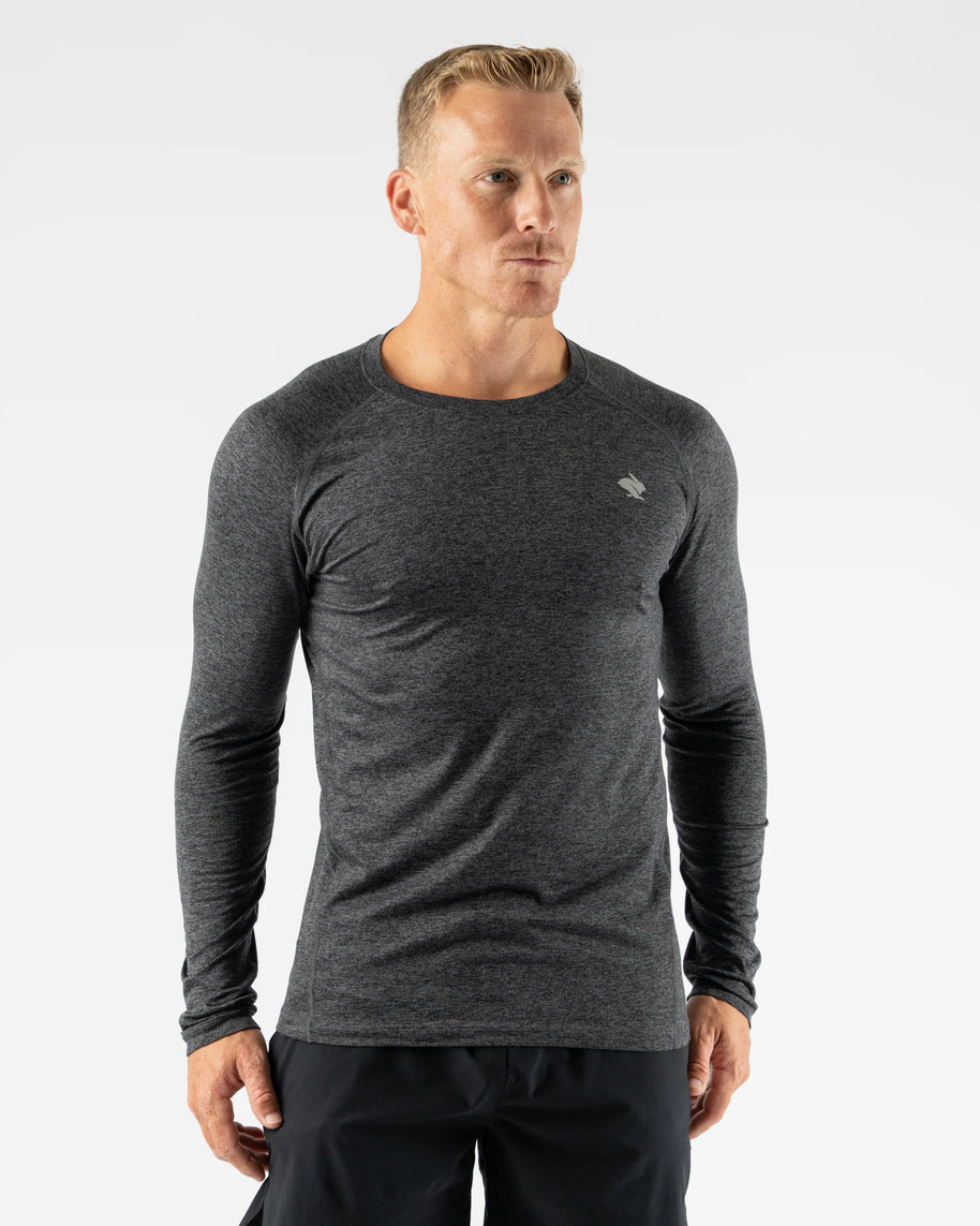 EZ Tee LS - Men by Rabbit in dark grey, lightweight soft long sleeve shirt ideal for training runs and casual wear