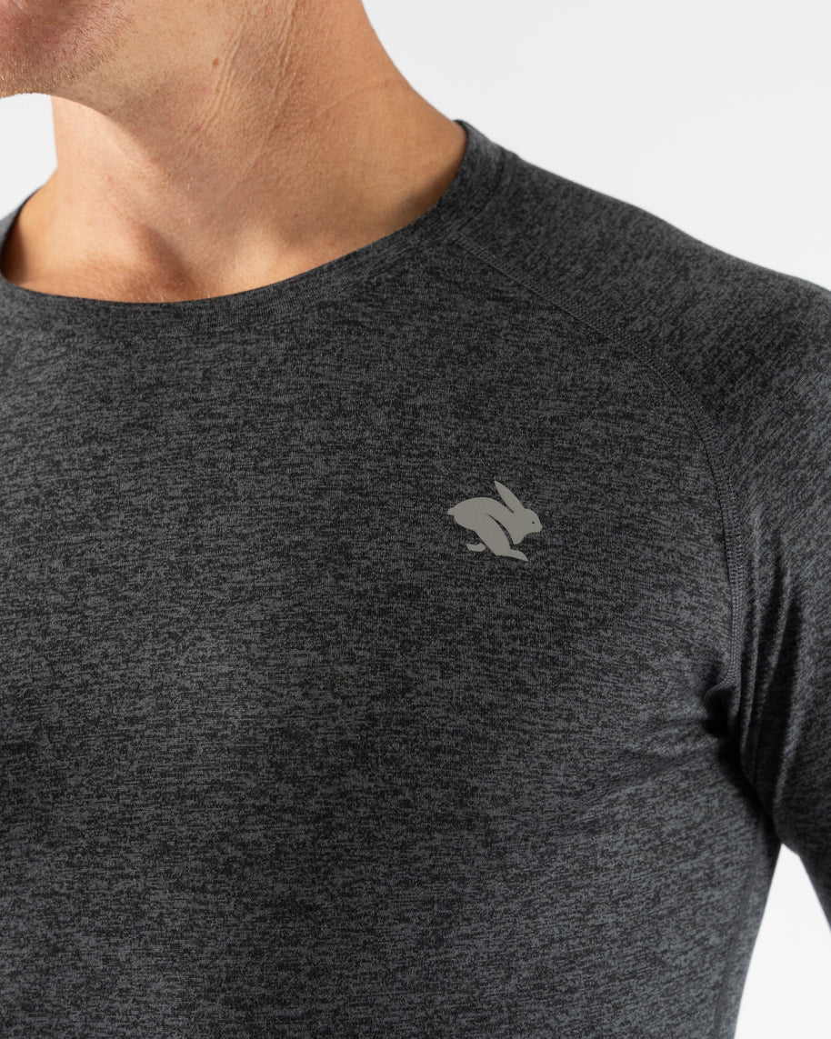 EZ Tee LS - Men by Rabbit in dark grey, soft lightweight long sleeve shirt for training runs and daily comfort