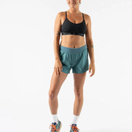 FKT 4 - Women by Rabbit in teal with semi-relaxed fit, technical stretch fabric, lightweight durable shorts for trail running