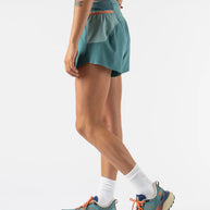 FKT 4 - Women by Rabbit in teal with semi-relaxed fit, technical stretch fabric, lightweight durable shorts for trail running comfort