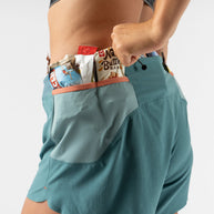FKT 4 - Women by Rabbit in teal with semi-relaxed fit, technical stretch fabric, lightweight and breathable shorts for trail running and outdoor use