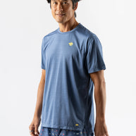 UPF Tee SS - Men by Rabbit in blue lightweight jersey with UPF 50 protection and laser-cut perfs for sun-safe running and outdoor use