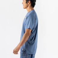 UPF Tee SS - Men by Rabbit in moonlight blue, ultra lightweight jersey with laser-cut underarm perfs, UPF 50 sun protection ideal for running