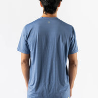UPF Tee SS - Men by Rabbit in blue lightweight jersey with UPF 50 sun protection and laser-cut perfs for breathability, ideal for outdoor use