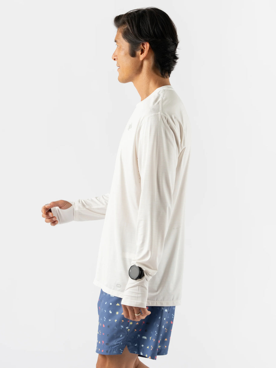 UPF Tee LS - Men by Rabbit in moonlight20, lightweight breathable long sleeve with UPF 50 protection and laser-cut perfs for running