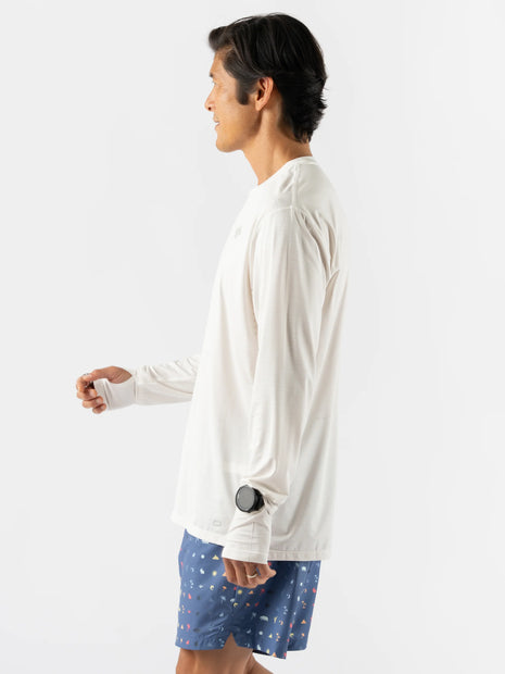 UPF Tee LS - Men by Rabbit in moonlight20, lightweight breathable long sleeve with UPF 50 protection and laser-cut perfs for running