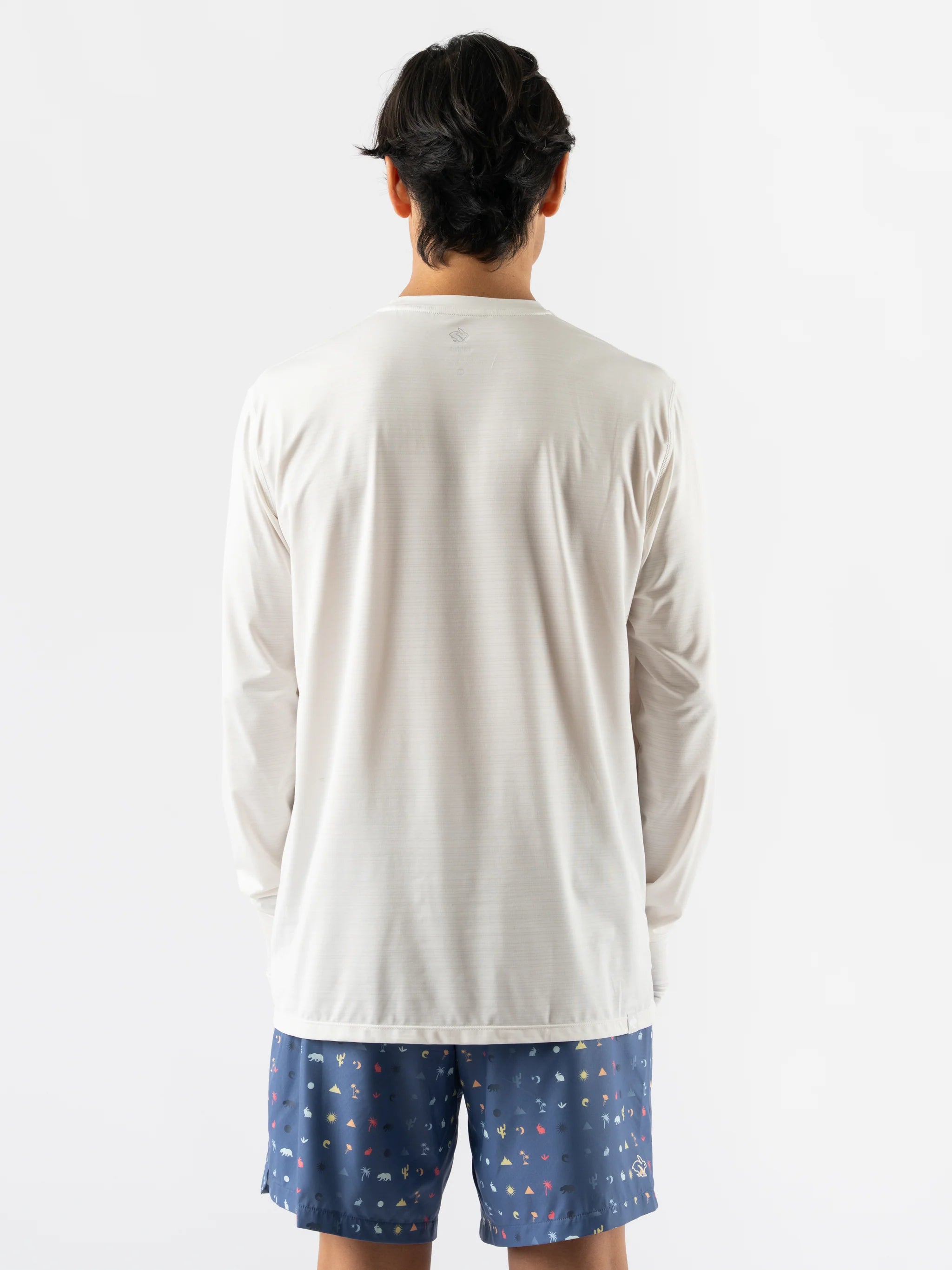 UPF Tee LS - Men by Rabbit in light beige, lightweight breathable long sleeve with UPF 50 and laser-cut perfs for sunny runs