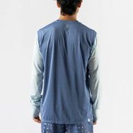 UPF Tee LS - Men by Rabbit in blue and light grey, lightweight breathable shirt with UPF 50 and laser-cut ventilation for running