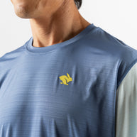 UPF Tee LS - Men by Rabbit in blue and light gray, lightweight breathable long sleeve shirt with UPF 50 and laser-cut cooling vents