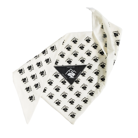 Ice RAD-Dana by Rabbit in white and black triangle bandana with ice pocket, breathable recycled polyester for cooling during hot runs