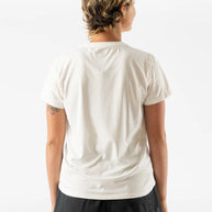 UPF Tee SS - Women by Rabbit in light beige, lightweight breathable top with UPF 50 and laser-cut vents for sun protection and comfort