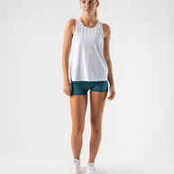 Race Pace Tank - Women by Rabbit in white with breathable laser-cut square perfs, semi-relaxed fit for running and training use