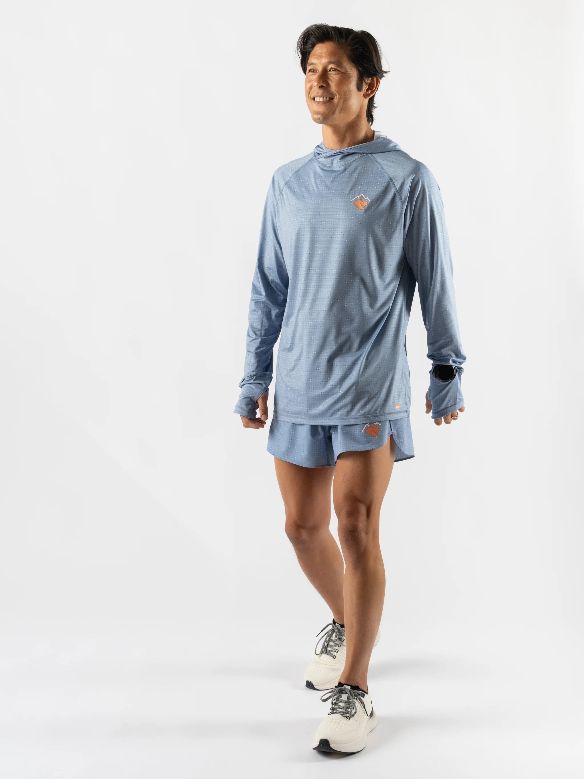 UPF Deflector 2.0 - Men by Rabbit in moonlight blue lightweight jersey top with UPF 50 and ventilation, ideal for sun protection running