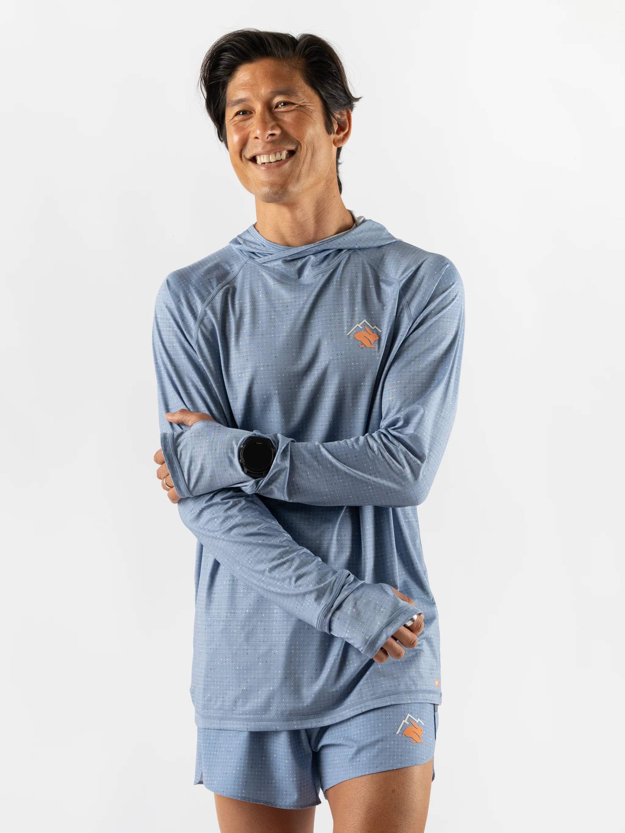 UPF Deflector 2.0 - Men by Rabbit in moonlight blue, lightweight jersey top with UPF 50 and ventilation for sun protection and running
