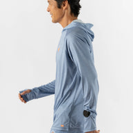 UPF Deflector 2.0 - Men by Rabbit in moonlight blue with UPF 50, lightweight jersey, ventilation, and hood for sun protection and running