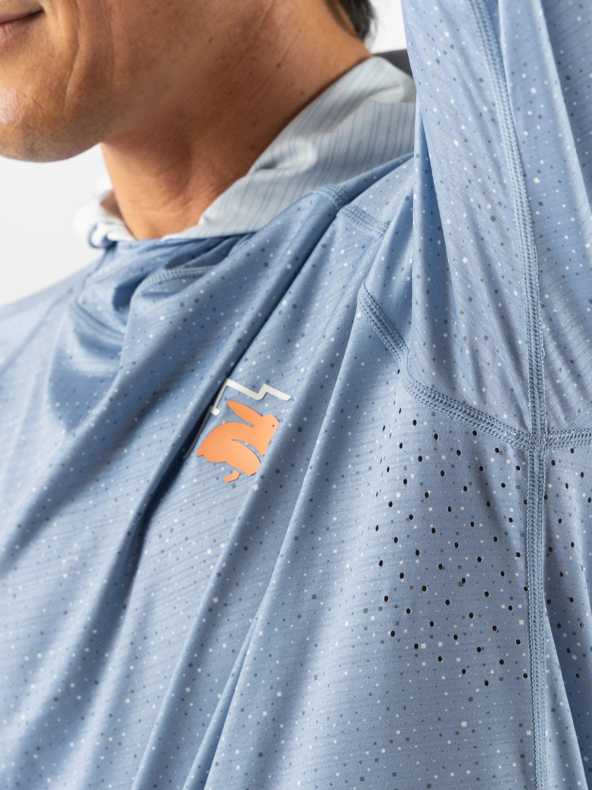 UPF Deflector 2.0 - Men by Rabbit in moonlight blue, lightweight jersey top with UPF 50 sun protection and laser-cut ventilation for running