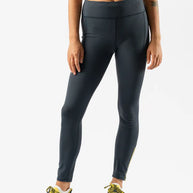 Low Light Speed Tights - Women by Rabbit in dark grey with 360° reflective print, compressive fit, laser-cut perfs, and five pockets for running safety and comfort