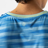 Race Pace Tank - Men by Rabbit in blue with laser-cut perforations, breathable semi-relaxed running tank for training and racing