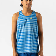 Race Pace Tank - Men by Rabbit in blue with laser-cut ventilation perfs and microtextured interior for breathable running performance