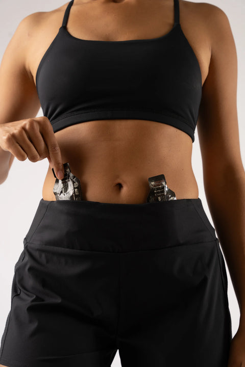 Tried N True 4 - Women black shorts by Rabbit with 4-way stretch, sculpted fit, micro-perfed panels, and storage for running essentials.