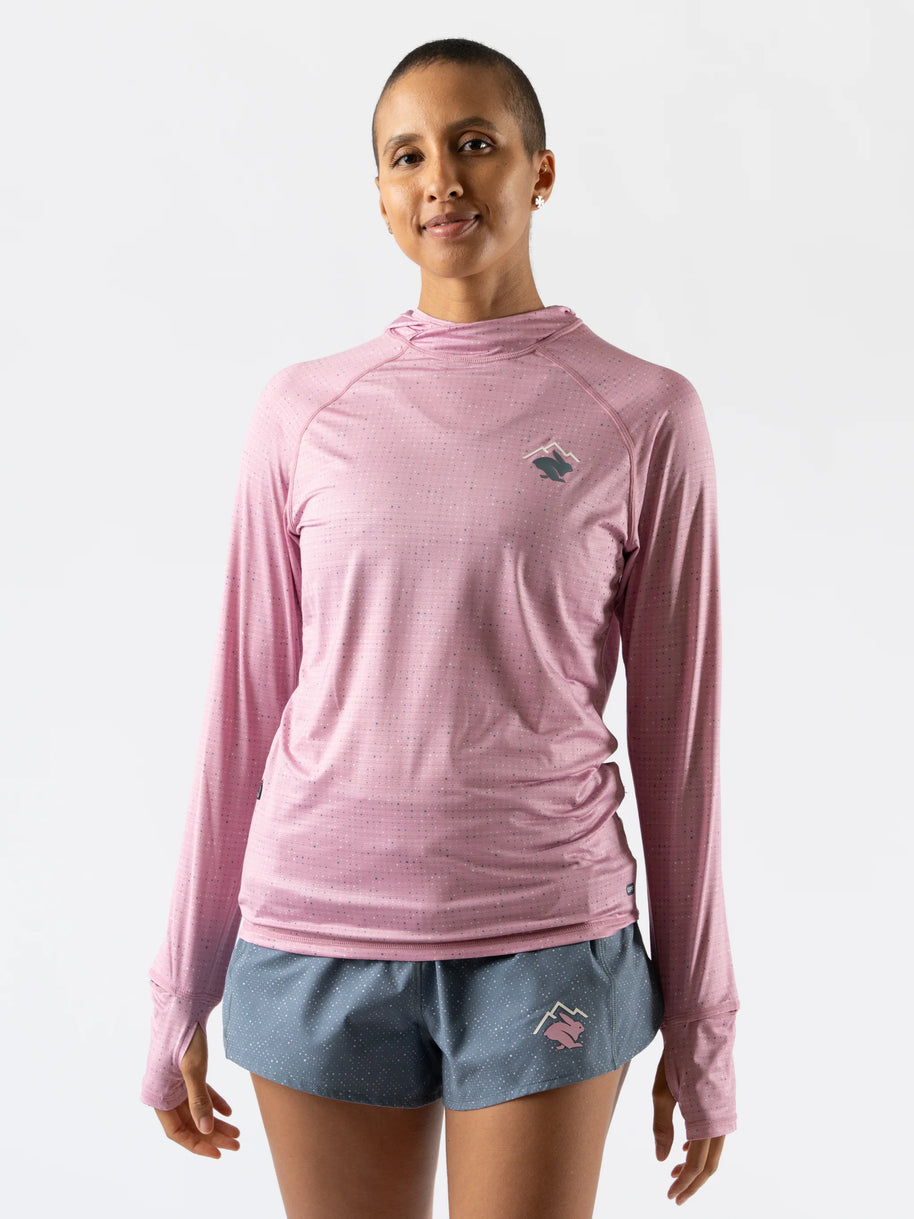UPF Deflector 2.0 - Women by Rabbit in pink lightweight jersey with laser cut ventilation, UPF 50 sun protection top for sensitive skin