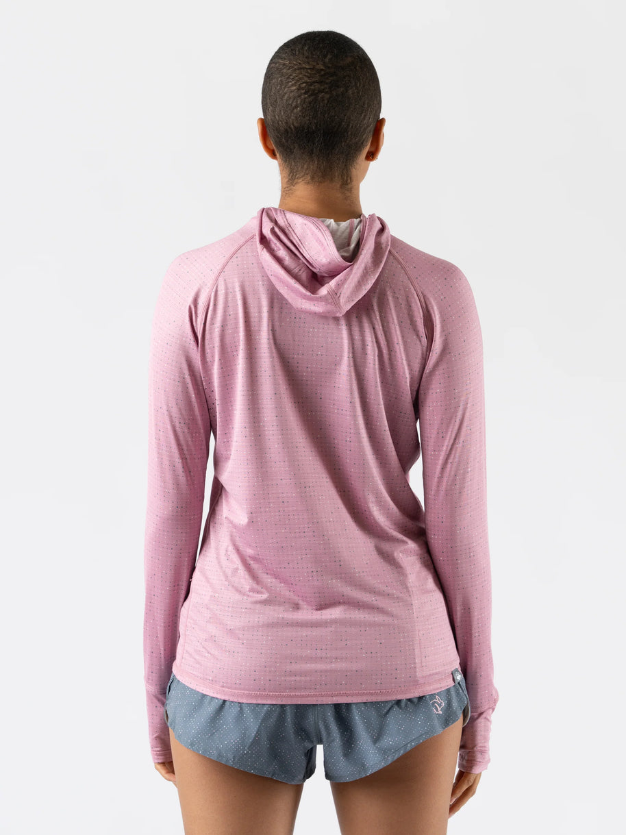 UPF Deflector 2.0 - Women by Rabbit in pink lightweight jersey top with laser cut ventilation and UPF 50 sun protection for running