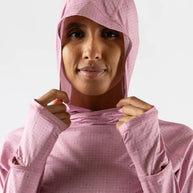 UPF Deflector 2.0 - Women by Rabbit in light pink with lightweight jersey, laser cut ventilation, UPF 50 sun protection for running and outdoor use