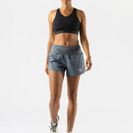 Summit Chasers 4 - Women by Rabbit in slate blue durable stretch diamond ripstop shorts with five pockets ideal for running and outdoor use