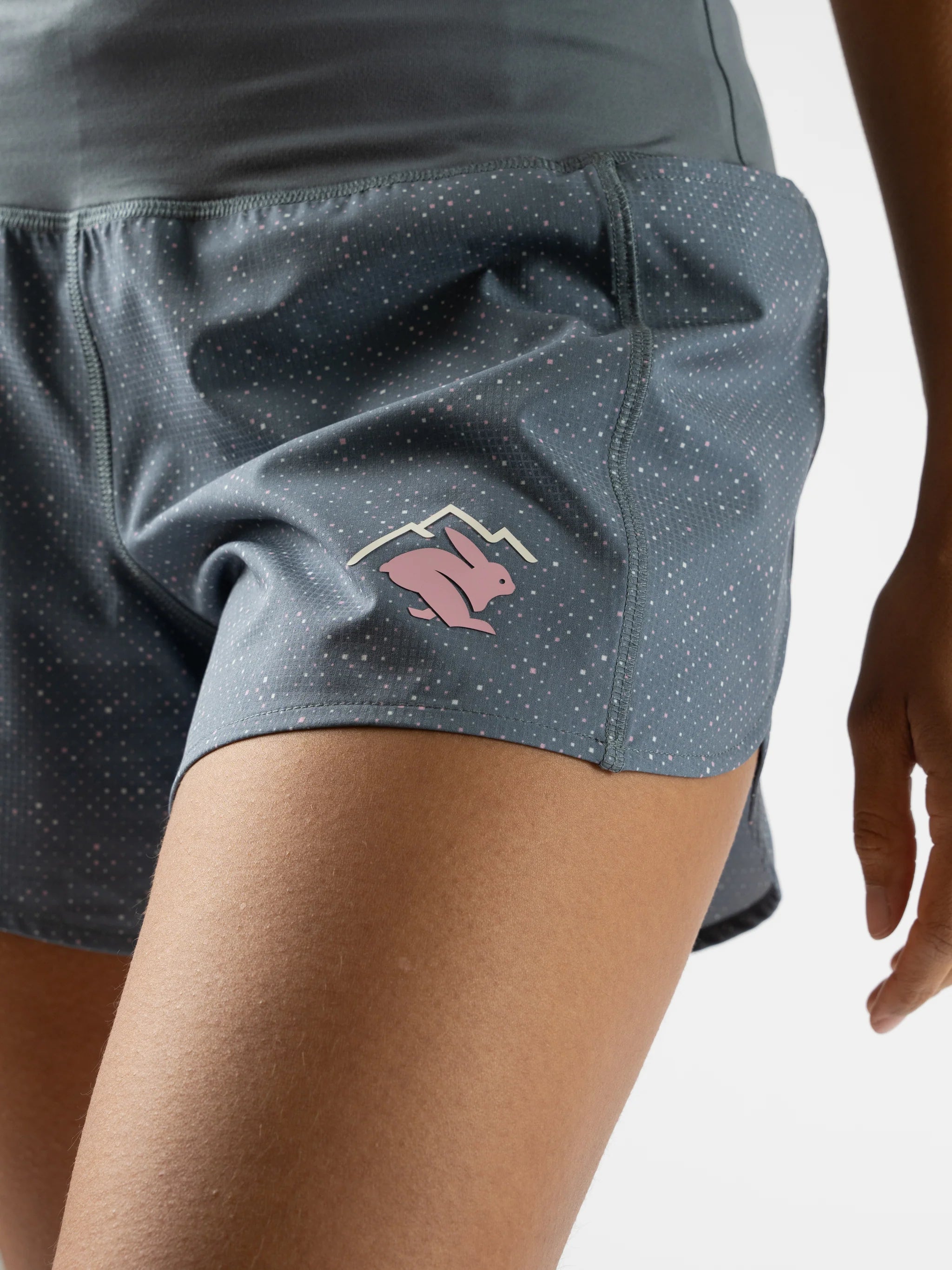 Summit Chasers 4 - Women by Rabbit in moonlight blue with durable stretch ripstop shorts featuring five pockets for running and outdoor use