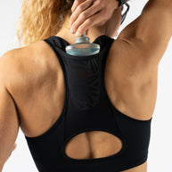 Hydration Trail Bra by Rabbit in black with built-in HydraPak pocket and 250mL soft flask, ideal for trail running and hydration.