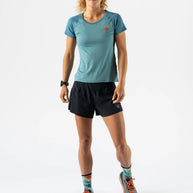 EZ Tee Perf SS Trail - Women by Rabbit in teal lightweight breathable perforated trail running top ideal for warm weather running
